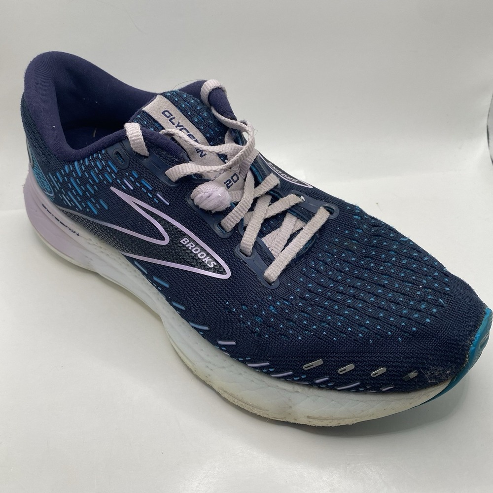 Brooks Glycerin GTS 20 Running Shoes Womens Size 8 Navy and Teal Cleaned‎ VGC